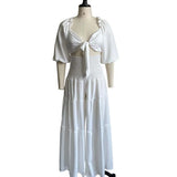 Fongt Summer Wrapped Bra Strap Wide Leg Pants Large Size Two-Set Casual Suit