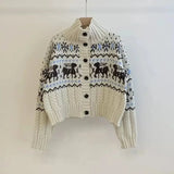 Buttoned Retro Printed Cardigan-Outfit