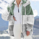 Fongt 2025 Autumn And Winter Warm Plush Bulbla Chain Pocket Hooded Loose Coat Woman