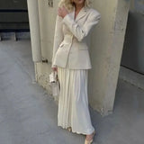 Fongt 2023 New Waist Design Suit Small Lapel Slim Pleated Skirt Suit Female-Outfit