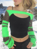 Striped Long Sleeve Bolero Knit Top-Outfit