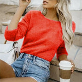 Fongt Women'swear Wish New Solid Color Fashion Long Sleeve Cashmeat Shirt
