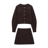 Fongt Homemade New Women's Knitted Coat Side Suture High Waisted Slid Mini