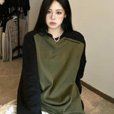 Vintage Raglan Long Sleeve Oversized Sweatshirt-Outfit