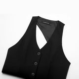 Spring Style Back Hollowed-Out Cut Buckle Vest 1608123-Outfit