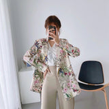 New Skinny Flower Printing Double-Breasted Suit Jacket In The Autumn Of 2024-Outfit