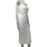 Fongt 2025 New Knitted Women's Clothing Wrapped Breastless Sleeveless Little Breasted Hottie Bag Hip Skirt Suit