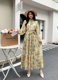 Fongt Fragile Chiffon Dress Women's Autumn Dress New Over-Knee Dress Gentle Wind-Float Mid-Floive Mid-Flouse Fairy Dress