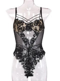 Out Lingerie Spaghetti Strap Lace Trim Cutout Sexy