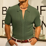 Fongt Men's Knits Summer New Short Sleeves Knits POLO Shirts Solid Color Knits Men's