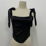 Fongt Summer Bundle Waist Show Back Strap Top Female Feeling A Word Collar