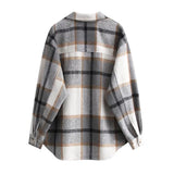 Style Pocket Plaid Blouse Shirt Jacket In Autumn-Outfit