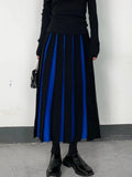 Knitted Women's Skirts Black White Color Matching Vertical Stripe Crochet Skirt Winter Thickening High Waist Slim