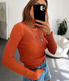 Striped See-Through Long Sleeve Top-Outfit