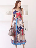Fongt Sister Wind Two Sets Of 2025 Summer Korean Style V-Necked Sling Dress Fashion Dress Dress Set