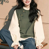 Fongt Spring Autumn Temperament New Loose Long-Sleeved Top With French Round Collar Short High-End Small Fragrant Women's Coat