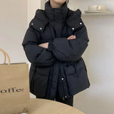 Hooded Waist Down Jacket Female Long 2024 Winter Fashion Sweet Show Thin Work Small Coat Hot Style-Outfit