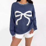 Bow Jacquard Sweater-Outfit