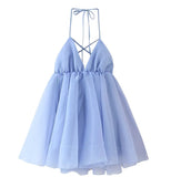 Fongt Women's Explosive Temperament Sweet Slings Fluffy Dress