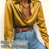 Satin Blouses Celmia 2021 Autumn Fashion Office Shirt Long Sleeve Solid Color Lapel Tops Loose Casual Blusas Sexy