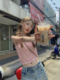 Striped Sexy Slings Women Summer New Sweet Hottie Side Shoulder Short Vest Wearing Thin Sleeveless