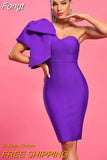Bandage Dress Purple Elegant Party Dresses for Women Ruffle Sexy One Shoulder Birthday Club Outfit 2023 Summer