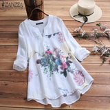 ZANZEA Women's Autumn Blouse Elegant Printed Shirt 2022 Vintage Floral Casual Blusas Female Long Sleeve Shirts
