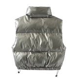 Metal Technology Fabric Fashion Down Cotton Vest In Spring-Outfit