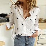 Print Long-Sleeve Blouse Loose Casual Office