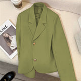 Fongt 2024 New Orange Short Style Small Suit Jacket Female Temperament Show Thin Casual Commuter Wind Jacket Female-Outfit