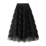 Solid Tulle Layered Maxi Skirt-Outfit