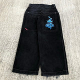 High Street Jeans Y2K Hip Hop Printed Cartoon Retro Loose Men Wide-Outfit