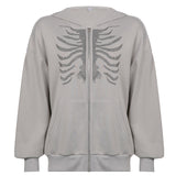 Gothic Hoodies Diamond New Sweatshirt Women Baggy Long Sleeve Oversized Pullover Autumn Casual Streetwear Black