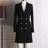QUALITY New Fashion 2023 Runway Designer Dress Women's Long Sleeve Notched Collar Double Breasted Buttons