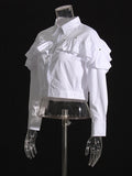 Fongt Shirt 2025 Autumn New Fashion Niche Splicing Lote Side High-Sensing Sexy Short Shirt Woman Trend