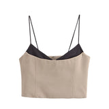 New Splicing Design Short Halter Top 3583586-Outfit