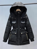 Winter Warm Parka Vintage Small Fragrance Jacket Fashion Hooded Sonw Coat Female Puffer Jacket Drawstring Parka