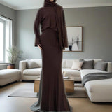 Fongt 2025 New Middle East Wearing Women's Long-Sleeved Skirt Dress Fashion Set