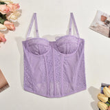 Fongt Women's New Thin Lace Sexy Plastic Suit Strap Top-Outfit