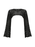 Long Sleeve Crochet Bolero Knit Top-Outfit