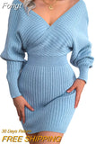 Women Knitted Dress Fall Winter 2023 Chic Elegant Vintage Luxury Designer Sexy Bodycon Long Sleeve Clothes Evening Party