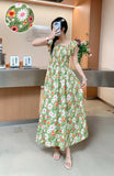Wind First Love Sweet Broken Flower Halter Skirt Summer High Waist Thin Printed A Dress Elegant Long Dress Woman-Outfit