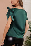 Tie Shoulder Asymmetrical Neck