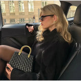 Black High Neck Knitted Sweater-Outfit