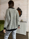 New 2021 Women's Autumn Winter Sweaters Fashionable Elegant Oversized Cardigans Pearls Pockets Vintage Tops
