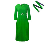 Fongt Women's Clothing 2025 Autumn New V-Neck Fashion Temperament Elegant Folding Skirt Dress