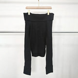 Fongt Spring Season New One-Word Shoulder Sweater Women Comfortable Leisure Temperament Commuting One Word Shoulder Short
