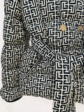 STREET Newest 2023 Winter Designer Down Jacket Women's Monogram Printed Belted Puffer Down Coat