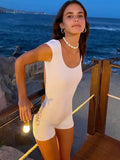 Jumpsuit White Playsuit Sexy Short Sleeve Rompers Women Solid One Piece Outfits Overall Bodycon Black Jumpsuits