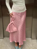 Satin Floral Midi Skirt-Outfit